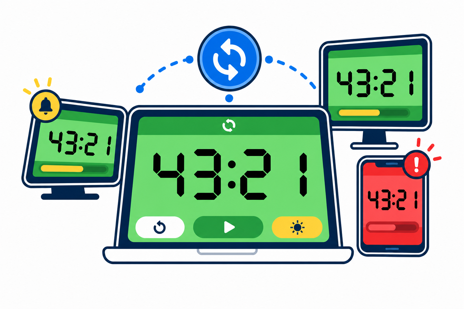 4321 Timer synchronized countdown displays